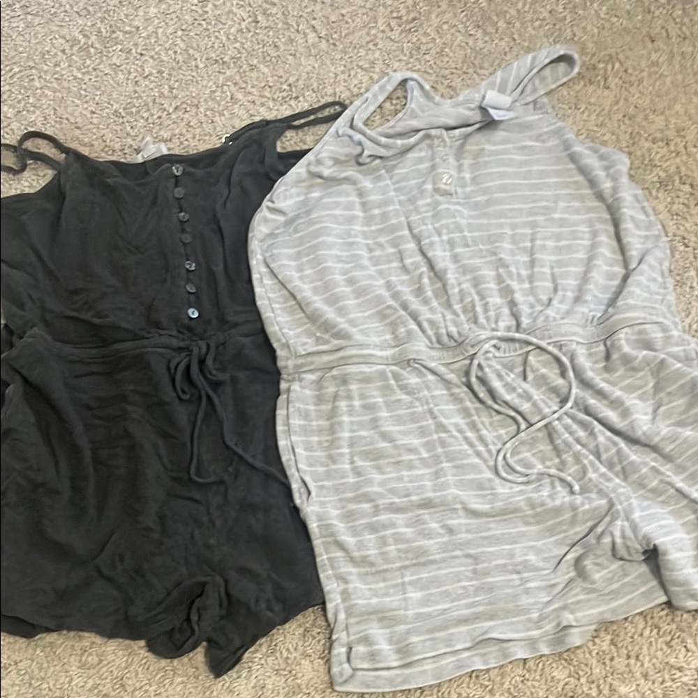 Chic Black and Gray Romper Duo